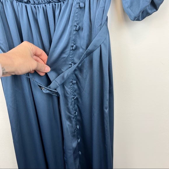 NWOT KATE SPADE NY Slate Blue Satin Midi Dress Size 6 - Picture 9 of 11